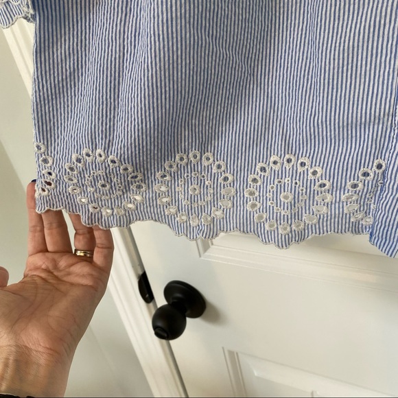 💋SOLD💋Westbound Woman Blue Seersucker 3/4 Sleeve Top Size 1X - Picture 4 of 6